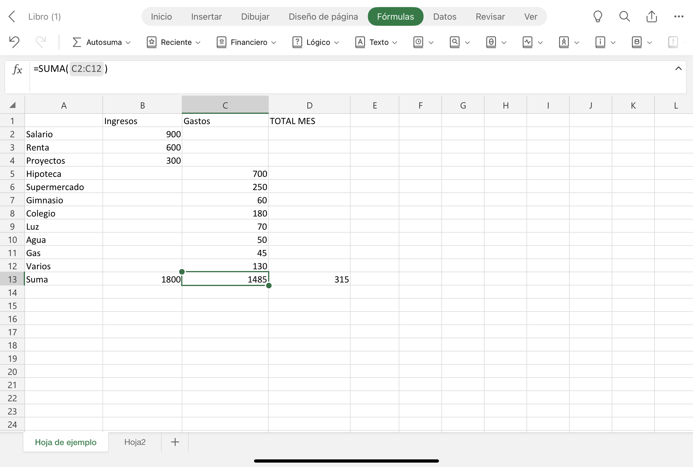 Imagen de una celda Excel.