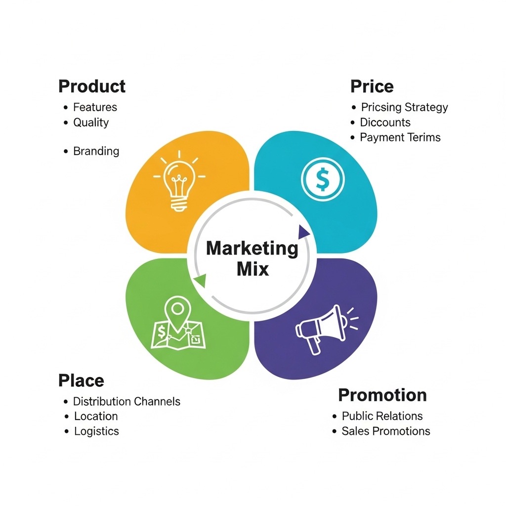 Imagen esquemática de las 4Ps del marketing mix